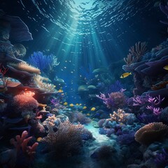 Fototapeta na wymiar Under water coral reefs. Generative AI