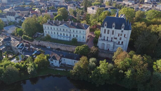 Drone shot of Ch&acirc;teau Raoul in Chateauroux and Prefecture, France.