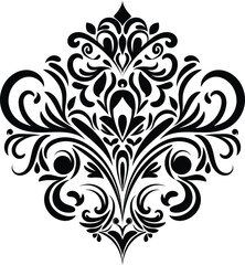 Vintage damask baroque ornament with floral retro antique style. Acanthus pattern foliage swirl design element wedding decoration. Isolated element.