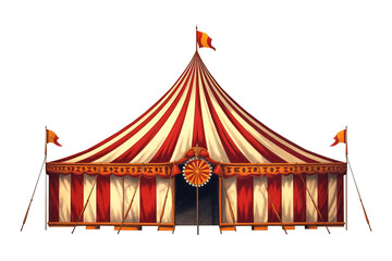 Circus tent on white background. Generative Ai - obrazy, fototapety, plakaty