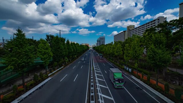 A timelapse of traffic jam at the downtown street in Takashimadaira Tokyo wide shot