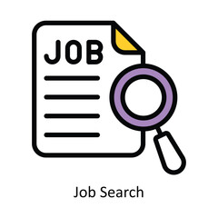 Job Search vector Filled outline Icon Design illustration. Human Resources Symbol on White background EPS 10 File 