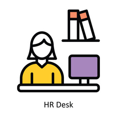 Hr Desk vector Filled outline Icon Design illustration. Human Resources Symbol on White background EPS 10 File 
