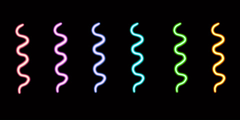 glowing stripe desktop icon, neon ribbons sticker, neon figure, glowing figure, neon geometrical figures 