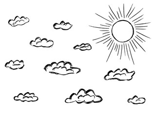Contour image of clouds and the sun