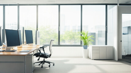 Modern office interior with blurred background.