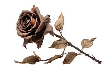 A wilted rose, transparent background, isolated image, generative AI
