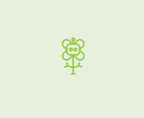 Minimalistic logo, robot and flowers plant,  for your company