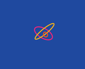 Abstract logo, on a blue background, 3 ellipses