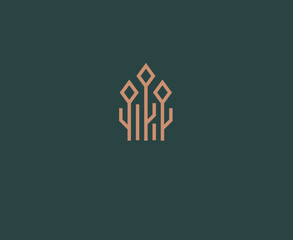 Minimalistic linear plant and IT technology logo for your company