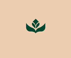 Minimalistic logo green color, plant, flower