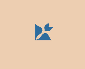 Minimalistic blue color logo, plant, flower