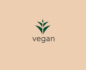 Logo for a vegetarian restaurant, plant leaves