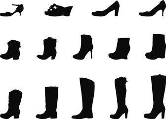 set of silhouettes of shoes