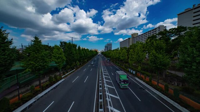 A timelapse of traffic jam at the downtown street in Takashimadaira Tokyo wide shot