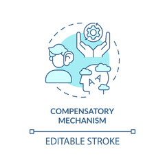 2D editable blue icon compensatory mechanism concept, simple isolated vector, dyslexia thin line illustration.