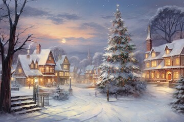 Watercolor Christmas card. Beautiful illustration. Generative AI