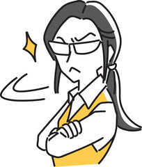 Obraz premium キリッと睨む眼鏡の女性会社員