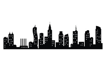 Vector city silhouette. Modern urban landscape. High buildings with windows. Illustration on white background