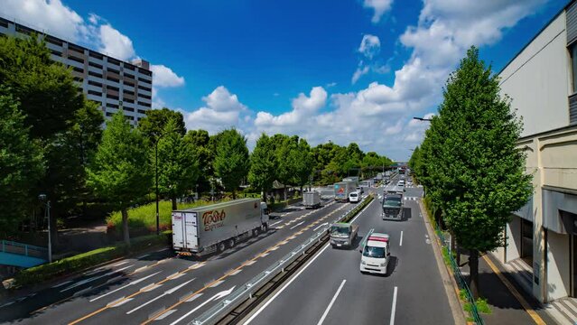 A timelapse of traffic jam at the downtown street in Takashimadaira Tokyo wide shot