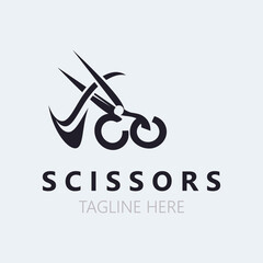 Scissors Logo Design Icon Template. Modern simple design. barbers tools and barbershop. Vector Illustration