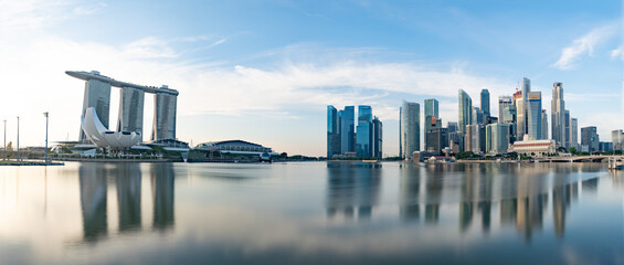 Wide panorama of Singapore cityscape at daytime  