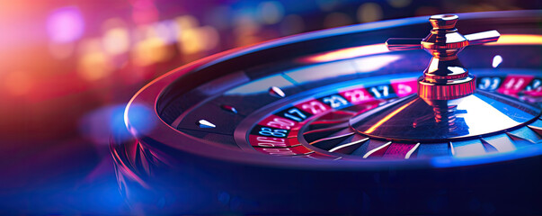 Casino roulette close up. Roulette wheel detail in motion