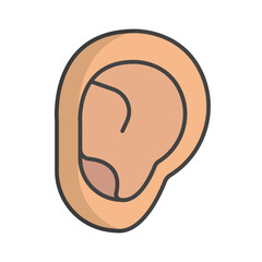 Flat design ear icon. Vector.
