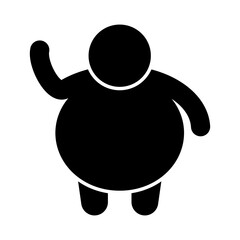 Fat person greeting with raised hand silhouette icon. Vector.