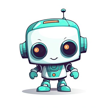Happy cartoon small robot. Generative AI