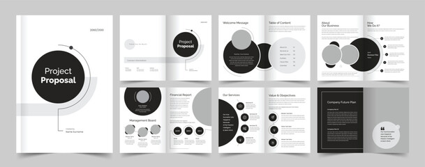 Project Proposal, Corporate brochure layout, Brochure template, Company profile, Annual report, 12 pages, flyers, leaflet