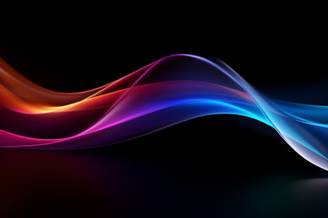 Curved colorful neon light waves.