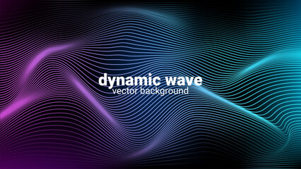 Geometric Dynamic Wave, 3D Wireframe, Vector Illustration