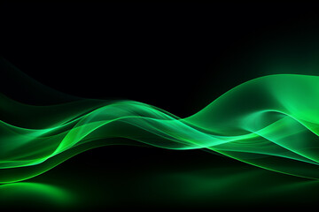 Naklejka premium curved green neon light wave.
