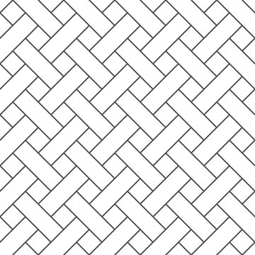 Wicker geometric seamless pattern. Line bamboo basket texture. Simple abstract pattern. Wooden parquet background. Weave background. Vector illustration on white background.