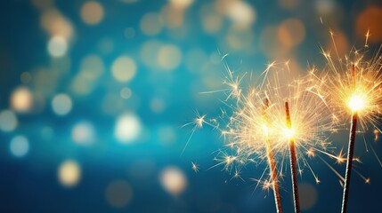 Sparklers over magical background, holidays, New year 2024 celebration concept