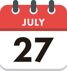 Flat Icon Calendar - 27 July. Vector flat daily calendar icon. Day and month.