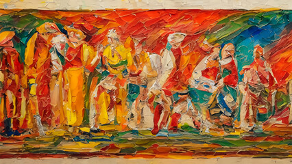 Abstract Hispanic Heritage Party Celebrate Painting with empty copy space
