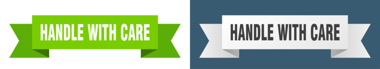 handle with care ribbon. handle with care isolated paper sign. banner