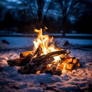 realistics photo of a bornfire at night