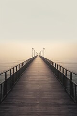 Vertical panorama, vertorama of the pier stretching into the distance of the sea. With Generative AI technology