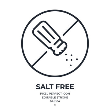 Salt free editable stroke outline icon isolated on white background flat vector illustration. Pixel perfect. 64 x 64.