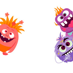 Naklejka premium Cartoon cute monsters peeking out