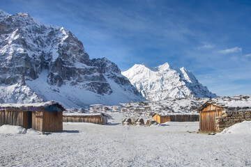 mountain village in winter
