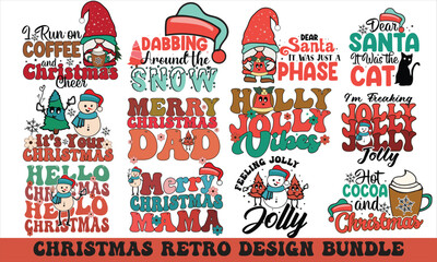 Naklejka premium Christmas Retro T-Shirt Design Bundle
