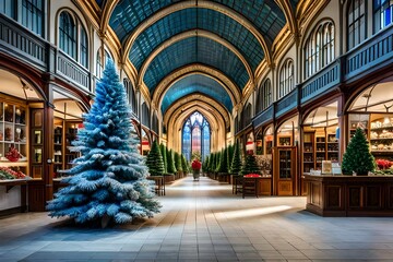interior of the cathedral of st james,The interior decoration of a church on Christmas. - obrazy, fototapety, plakaty
