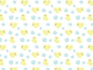 ヒヨコと泡の可愛いパターン背景 © mol