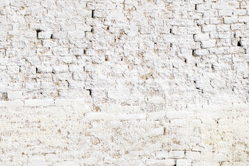 Texture of an old worn white brick wall