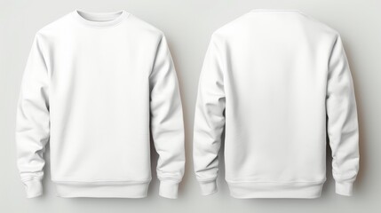 Front view and back view of white sweatshirt on white background, set of white sweatshirts, white sweatshirt, sweatshirt mockup, white sweatshirt mockup, graphic design sweatshirt template, man, woman