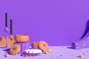 Halloween Product Display Background. 3D Rendering.